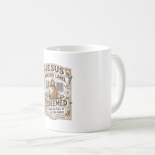 Mug étiquette de code-barres Jésus Rachetée Jésus code (Devant droit)