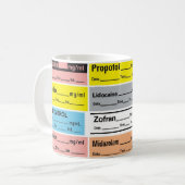 Mug Étiquette de médicaments d'anesthésie (Devant gauche)