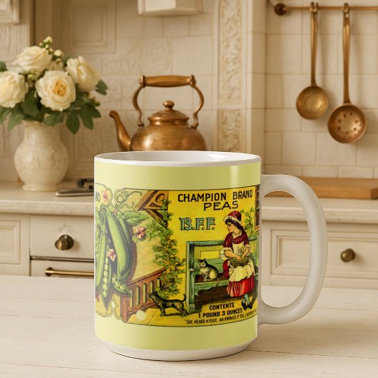 Mug Étiquette de pois en conserve de l'époque victorie