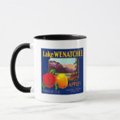Mug Étiquette de pomme du lac Wenatchee (bleu) - Cashm (Gauche)
