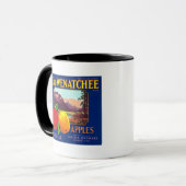 Mug Étiquette de pomme du lac Wenatchee (bleu) - Cashm (Devant gauche)