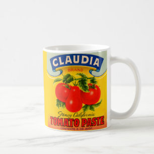 Mug étiquette de sauce tomate de Claudia des années