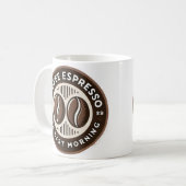 Mug Étiquette d'espresso café avec un design à thème m (Devant gauche)