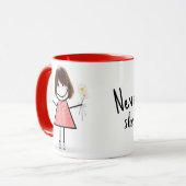 Mug Étiquette Figure Girl avec marguerites (Devant gauche)