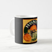 Mug étiquette publicitaire miel vintage et oranges (Devant gauche)