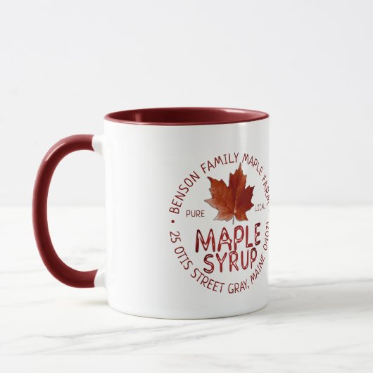 Mug Étiquette sirop d'érable avec feuille d'érable à s (Gauche)