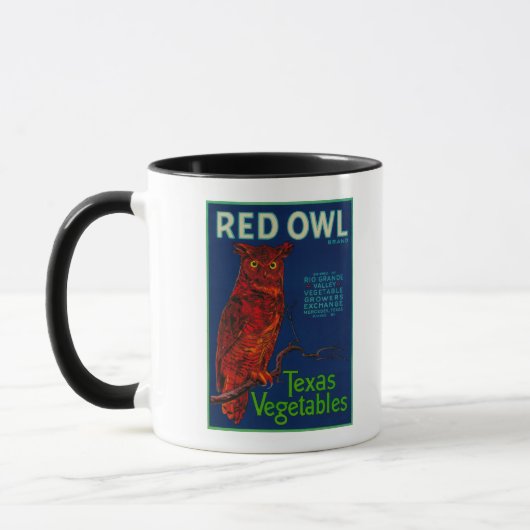 Mug Étiquette végétal de la Chouette rouge (Gauche)