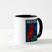 Mug Étiquette végétal de la Chouette rouge (Devant droit)
