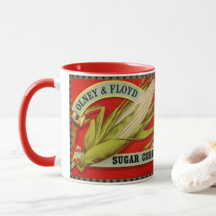 Mug Étiquette végétal vintage, Olney & Floyd Maïs à su