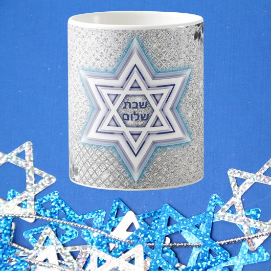 Mug Étoile bleue de David, Cadeau juif Shabbat Shalom