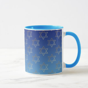 Mug Étoile de David sur l'arrière - plan bleu