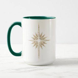 Mug Étoile de la Nativité de Bethléem Vert Noël Script