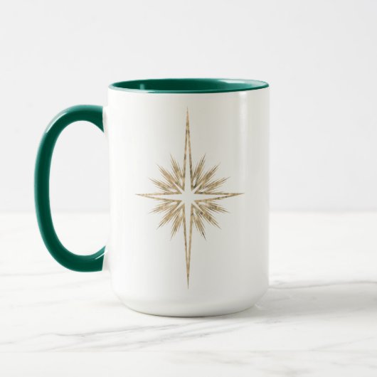 Mug Étoile de la Nativité de Bethléem Vert Noël Script (Gauche)
