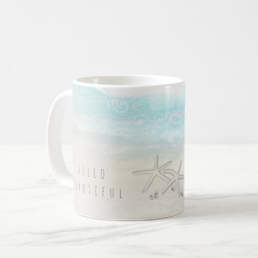 Mug Étoile de mer blanche de plage ÉléGant Chic D'été  (Devant gauche)