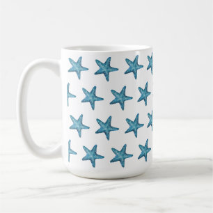 Mug Étoile de mer bleue aquarelle nautique