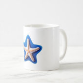Mug Étoile de mer orange sur fond bleu (Devant droit)