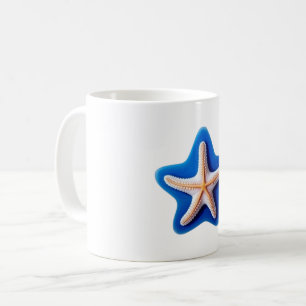 Mug Étoile de mer orange sur fond bleu
