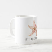 Mug Étoile de mer pêche blanche mieux à la plage (Devant gauche)