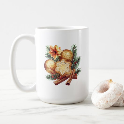 Mug Étoile de Noël dorée à la cannelle (Avec donut)