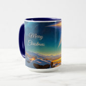 Mug Étoile de Noël, paysage hivernal charmant la nuit (Devant gauche)