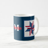 Mug étoile patriotique motif monogramme rouge blanc bl (Devant droit)