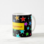 Mug Étoiles amusantes et colorées Motif + Nom (Devant droit)