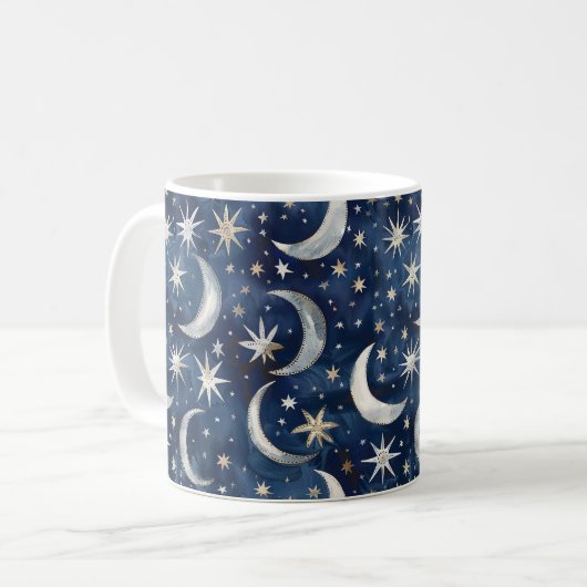 Mug Étoiles Bleu Argent Or (Devant gauche)