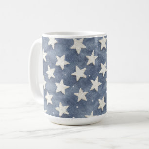 Mug Étoiles Bleues Blanches