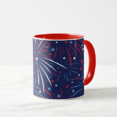 Mug Étoiles bleues blanches rouges de feux d'artifice (Devant droit)