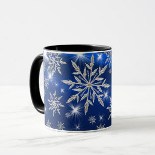 Mug Étoiles bleues de Noël avec le cristal de glace