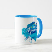 Mug Étoiles bleues d'or d'aquarelle de Verseau de (Devant droit)