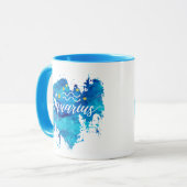 Mug Étoiles bleues d'or d'aquarelle de Verseau de (Devant gauche)