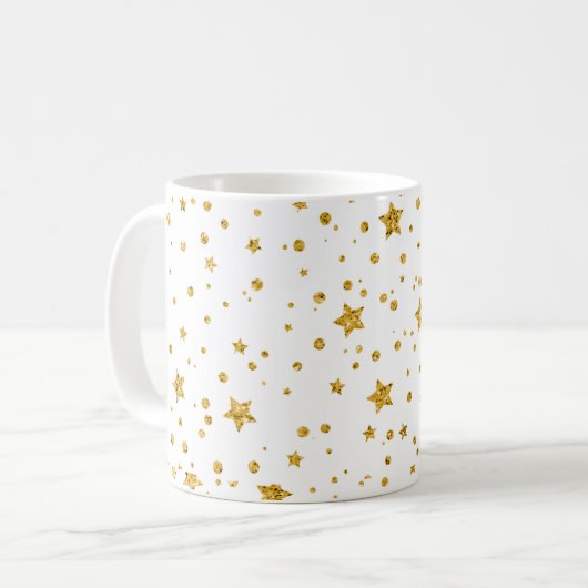 Mug Étoiles célestes modernes blanches et dorées (Devant gauche)
