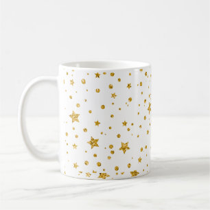 Mug Étoiles célestes modernes blanches et dorées