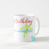 Mug Etoiles colorées heureux anniversaire ajouter nom (Devant droit)