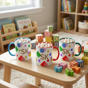 Mug Étoiles Colorées Vivantes Cercles Carrés Personnal