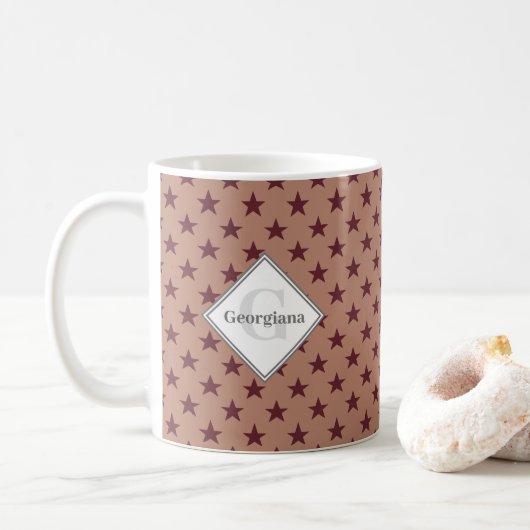 Mug Étoiles de câble géométriques monogrammes sur le l (Avec donut)