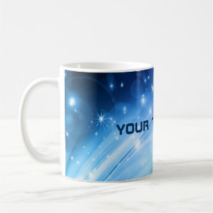 Mug Étoiles de lumière du Nord bleu + votre texte & id