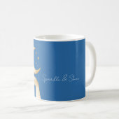 Mug Étoiles de Lune Bleue Main Or (Devant droit)