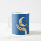 Mug Étoiles de Lune Bleue Main Or (Devant gauche)