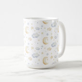 Mug Etoiles de lune d'aquarelle et Motif de nuage (Devant droit)