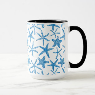 Mug étoiles de mer en bleu