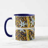 Mug étoiles de Noël bleu jaune brillant (Gauche)