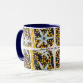 Mug étoiles de Noël bleu jaune brillant (Devant gauche)