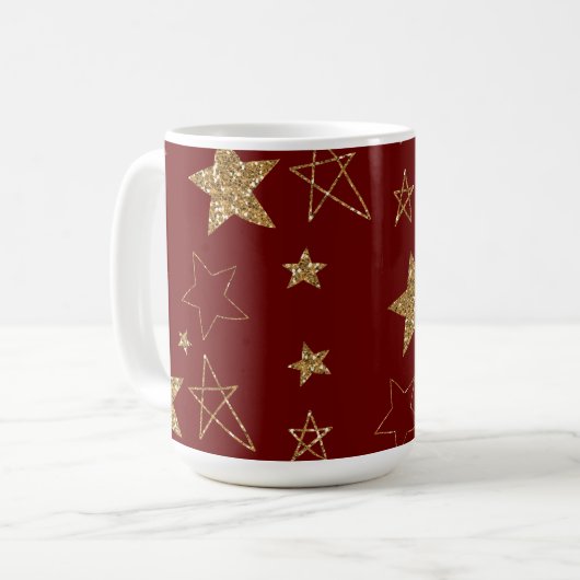 Mug Étoiles de Parties scintillant rouge Noël (Devant gauche)