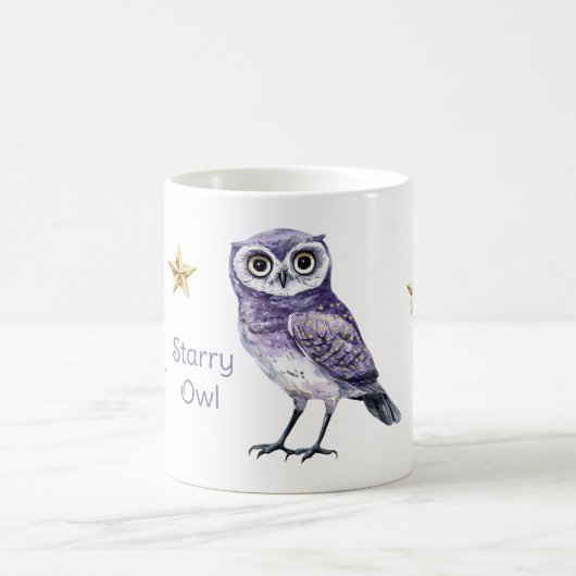 Mug Étoiles d'or de hibou violet (Centre)
