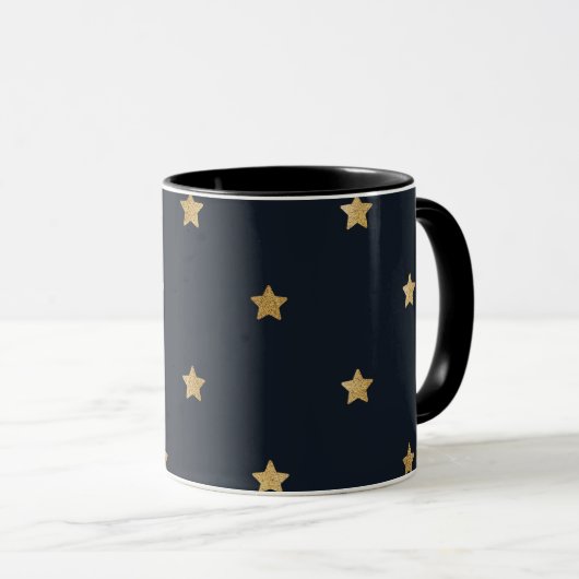 Mug étoiles d'or noir à minuit (Devant droit)
