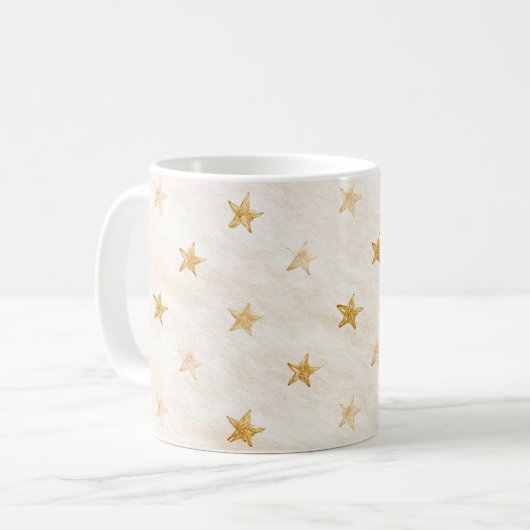 Mug Étoiles Dorées Crème (Devant gauche)