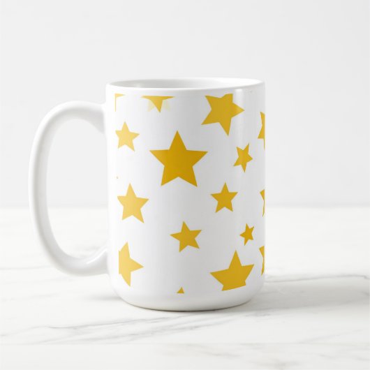 Mug étoiles dorées sur fond blanc (Gauche)