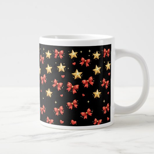 Mug Étoiles et Nœuds de Noël Noir (Droite)